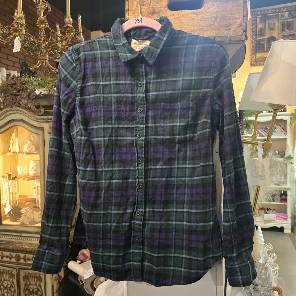 Weatherproof Vintage Green and Blue Plaid Shirt